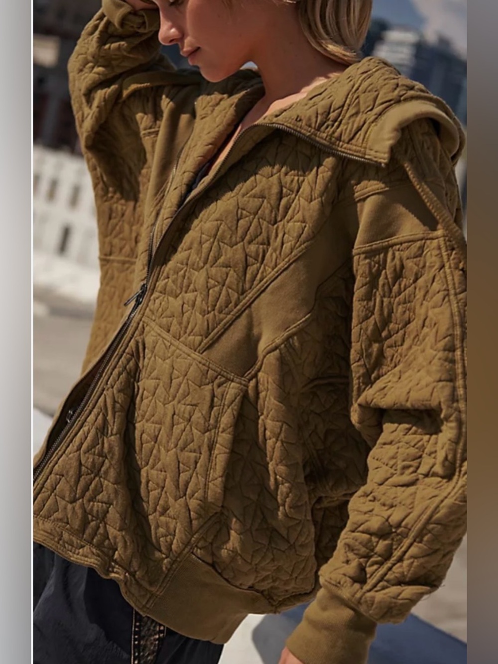 Free People All Your Love quilted stars hoodie